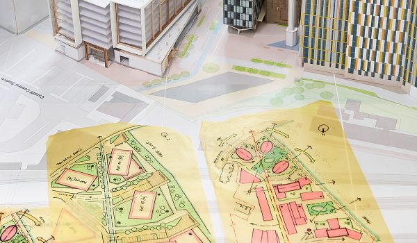 Architectural models and masterplan for Cardiff's Central Quay development