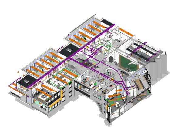 An architectural technologist building information model used in digital construction.